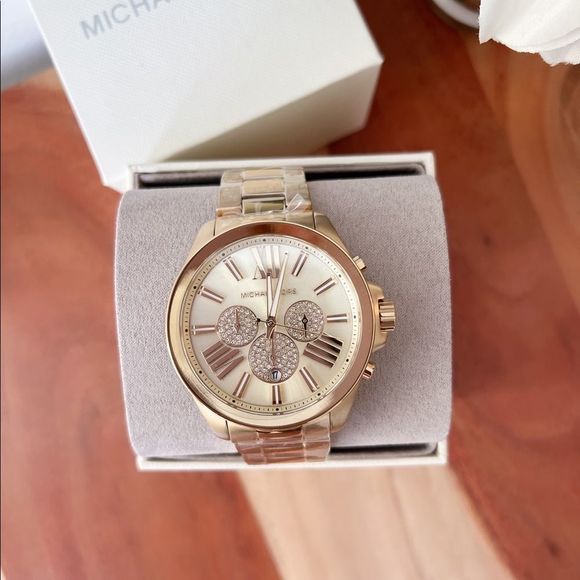Michael Kors Wren Chronograph Gold-Tone Stainless Steel Watch - Picture 1 of 6